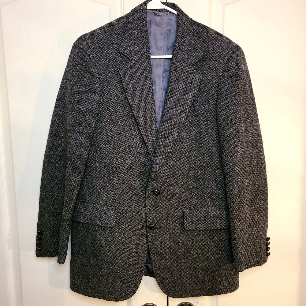 Vintage Men's Wool Gray Blazer Jacket 38R Business Casual Dress Classic Preppy
